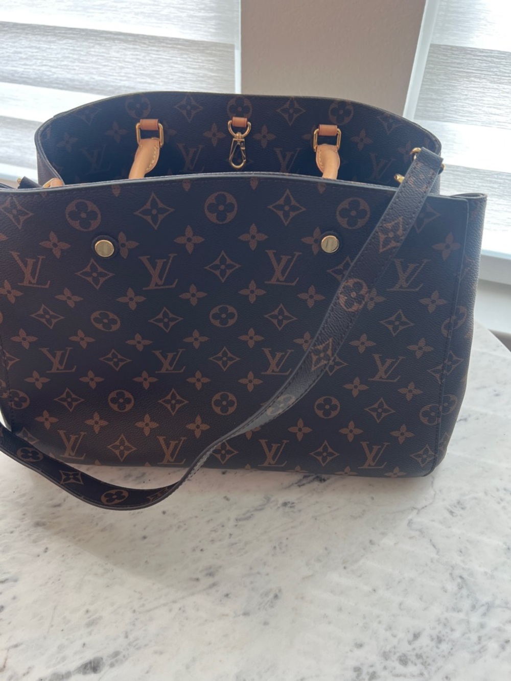 Monogram Canvas Tote in Brown with Vachetta Handles